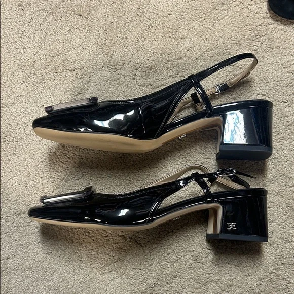 Sam Edelman Black Patent Slingback Heels - Picture 2 of 5